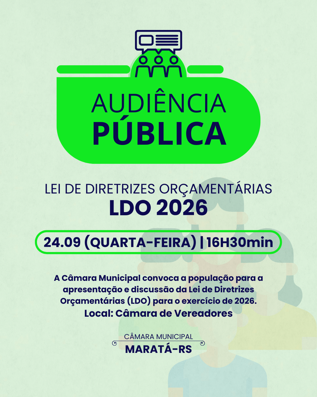 📢 Câmara Municipal convoca a população para a Audiência Pública – LDO 2026