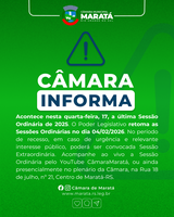 📢 Última Sessão Ordinária de 2025 terá apreciação e votação de projetos e eleição da Mesa Diretora 2026 - 17/12/2025