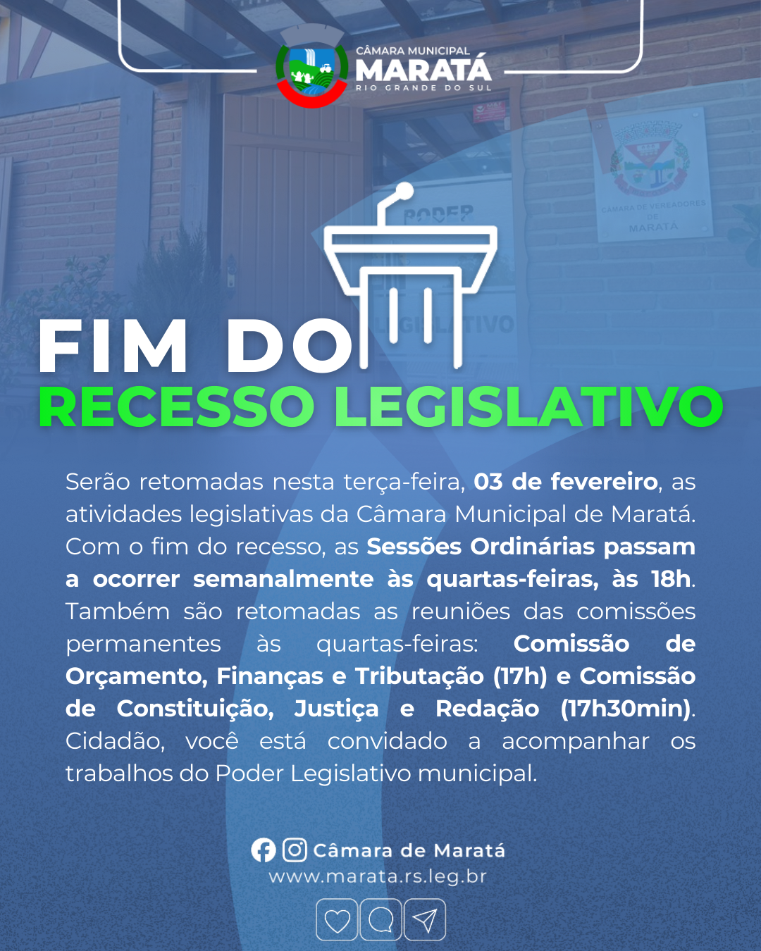📣 FIM DO RECESSO LEGISLATIVO